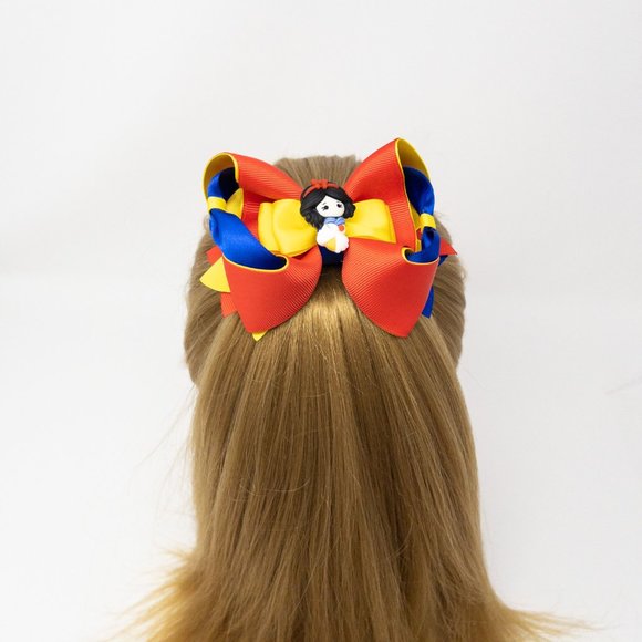 Handmade Disney Princess Snow White 'Bows Party' Hair Bow Clip for girls - Picture 5 of 9